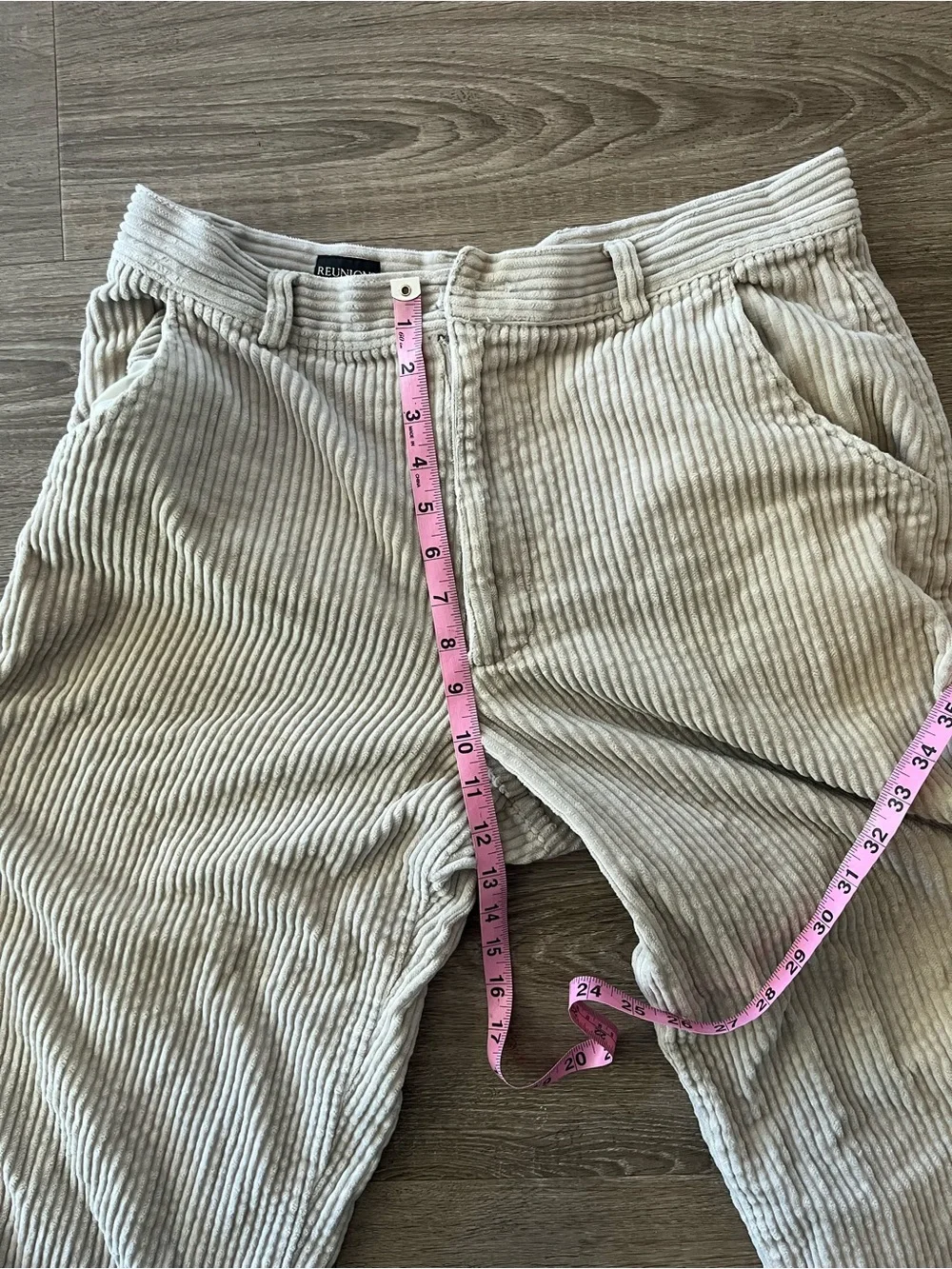 Reunion Cream Corduroy Pants Mens 34x30 Beige Wide Wale Relaxed Baggy Y2K Skate
